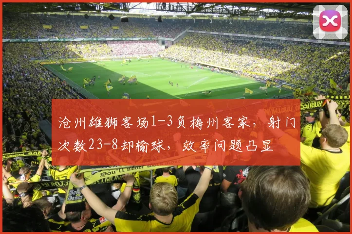 沧州雄狮客场1-3负梅州客家，射门次数23-8却输球，效率问题凸显